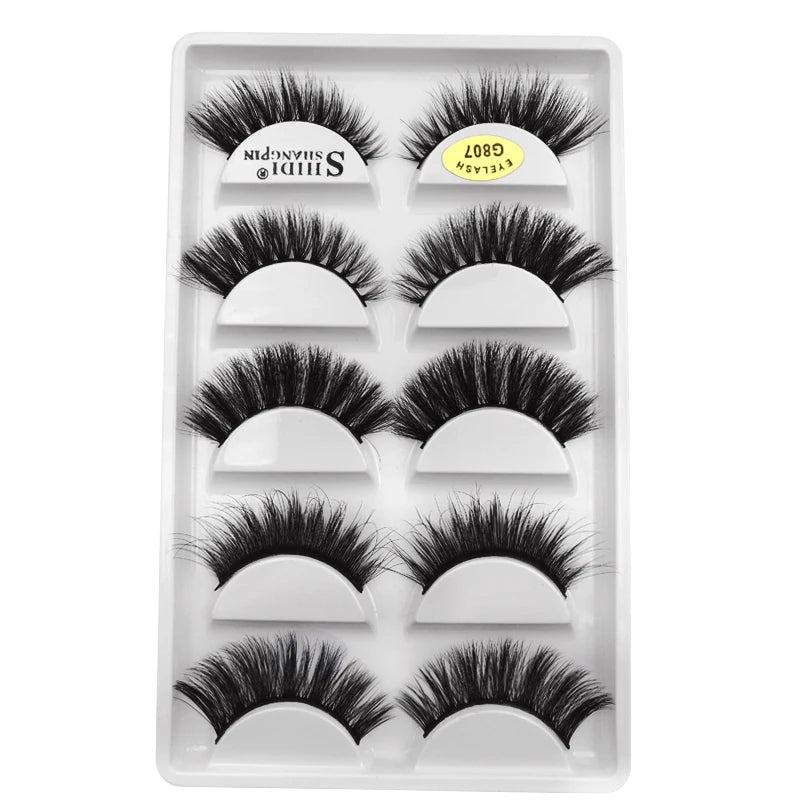 5 pairs 100% Real Fake Mink Eyelashes 3D Natural False Eyelashes 3d Mink Lashes Soft Eyelash Extension Makeup Kit Cilios G806