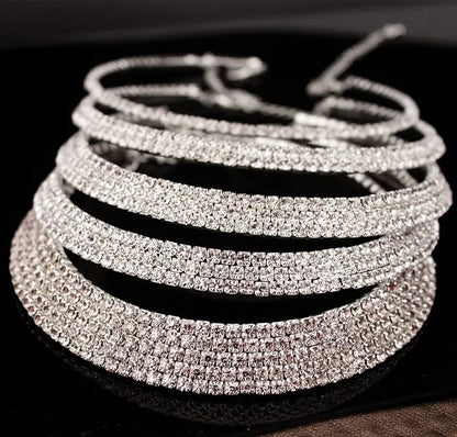 Hot Selling Bride Classic Rhinestone Crystal Choker Necklace Earrings and Bracelet Wedding Jewelry