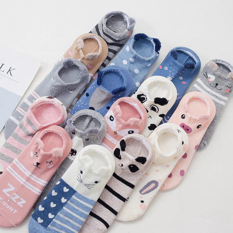 5 pairs women cotton socks stereoscopic Cute Animal