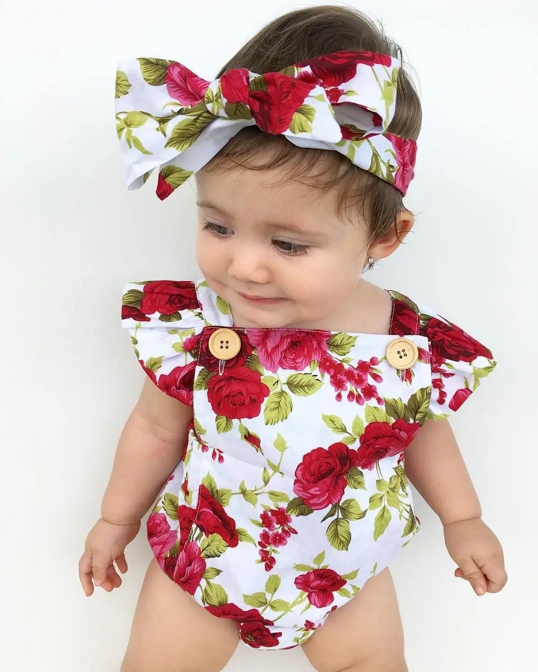 2pcs Baby Girls Clothes Jumpsuit Romper Headband 0-24M Age Infant