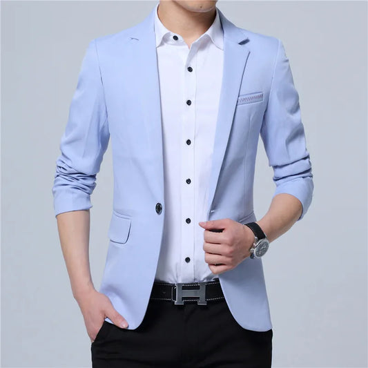 New Fashion Spring  Autumn Casual Men Blazer Cotton Slim England Suit Blaser Masculino Male Jacket Blazer Men Size M-5XL