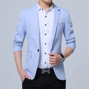 New Fashion Winter  Autumn Casual Men Blazer Cotton Slim England Suit Blaser