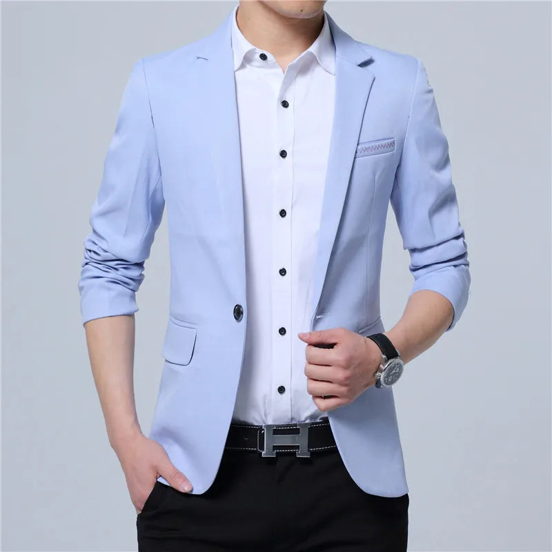 New Fashion Winter  Autumn Casual Men Blazer Cotton Slim England Suit Blaser
