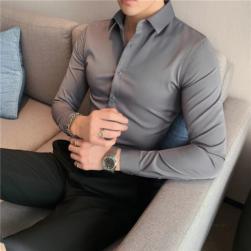 High Quality Men Dress Shirt  Autumn Long Sleeve