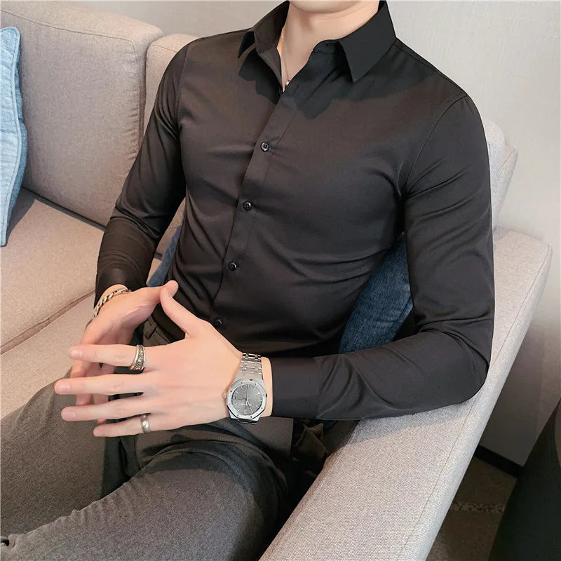 High Quality Men Dress Shirt  Autumn Long Sleeve