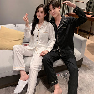 Large Bust 3XL 5XL Satin Luxury Silk Pajamas Set Casual 2 Pcs Night Beautiful Pajama Couple Man Woman Viscose Winter Sleepwear