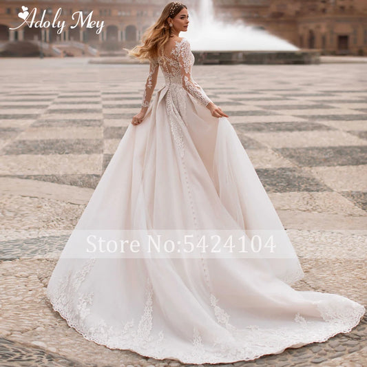 Adoly Mey Glamorous Appliques Full Sleeve A-Line Wedding Dress