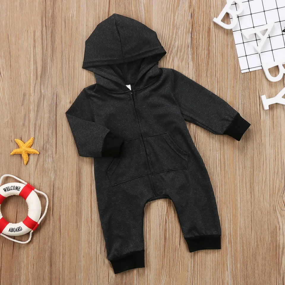 Baby Boy Girl Infant Warm Romper Jumpsuit Kids Cotton Long Sleeve Hooded