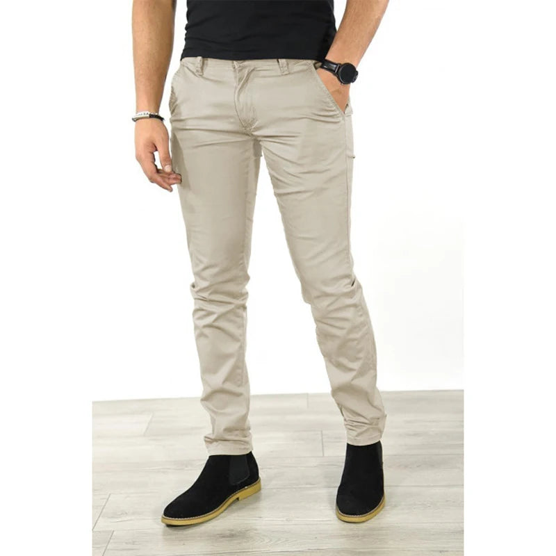 New Casual Pants Men 6 Colors Classic Style Fashion Business Slim Fit Straight Trousers