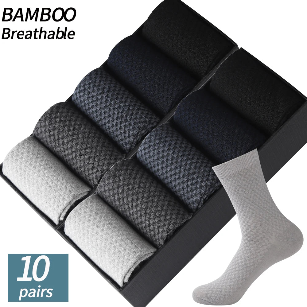 High Quality 10Pair /Lot Men's  Bamboo Fiber Socks Compression Long Socks