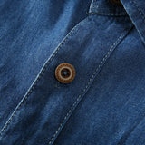 Men's Blue Denim Shirts Short Sleeve Jean Shirts New Summer High Quality
