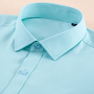 Men's Long Sleeve Classic Solid Basic Dress Shirts Patch Chest Pocket Regular-fit Male Formal Business Work Office White Shirt