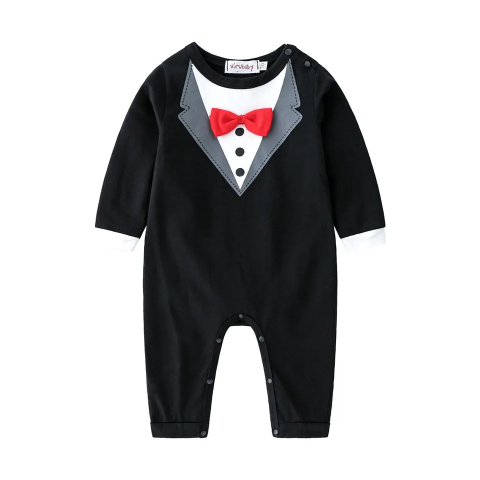 PureMilk Newborn Baby boy Clothes Cotton Soft Long Rompers White/ Black For Baby Bodysuit Jumpsuit