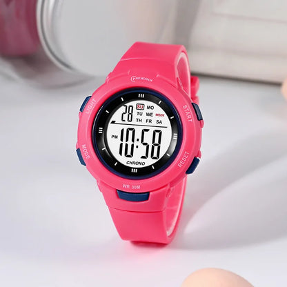 Student Fashion Luminous Waterproof PU Strap Pinhole Electronic Watch