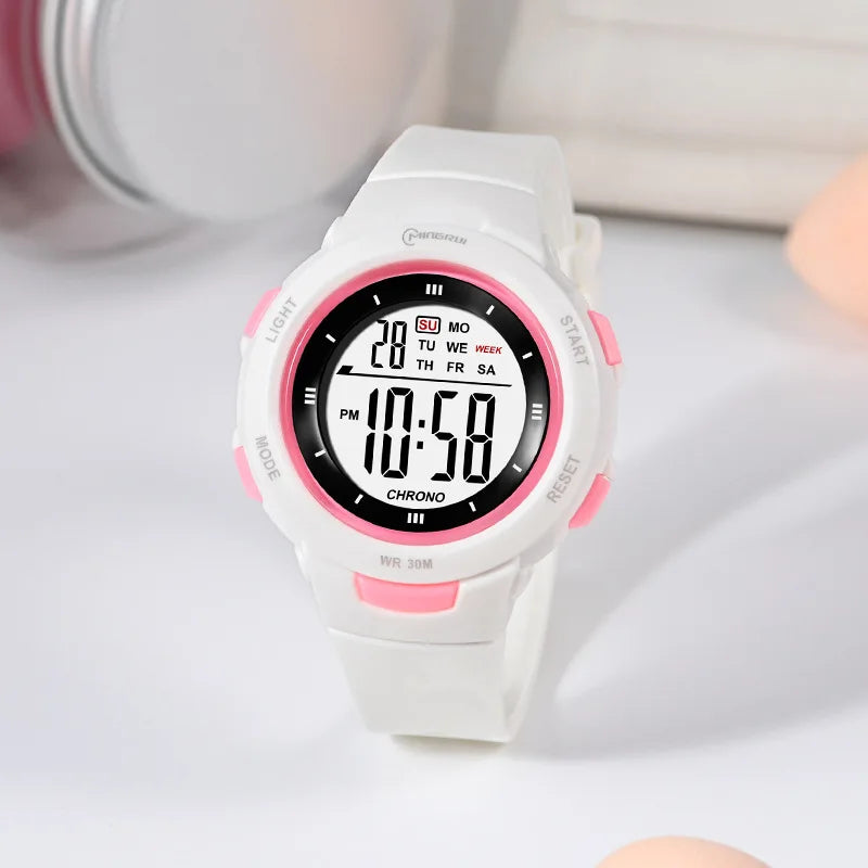 Student Fashion Luminous Waterproof PU Strap Pinhole Electronic Watch