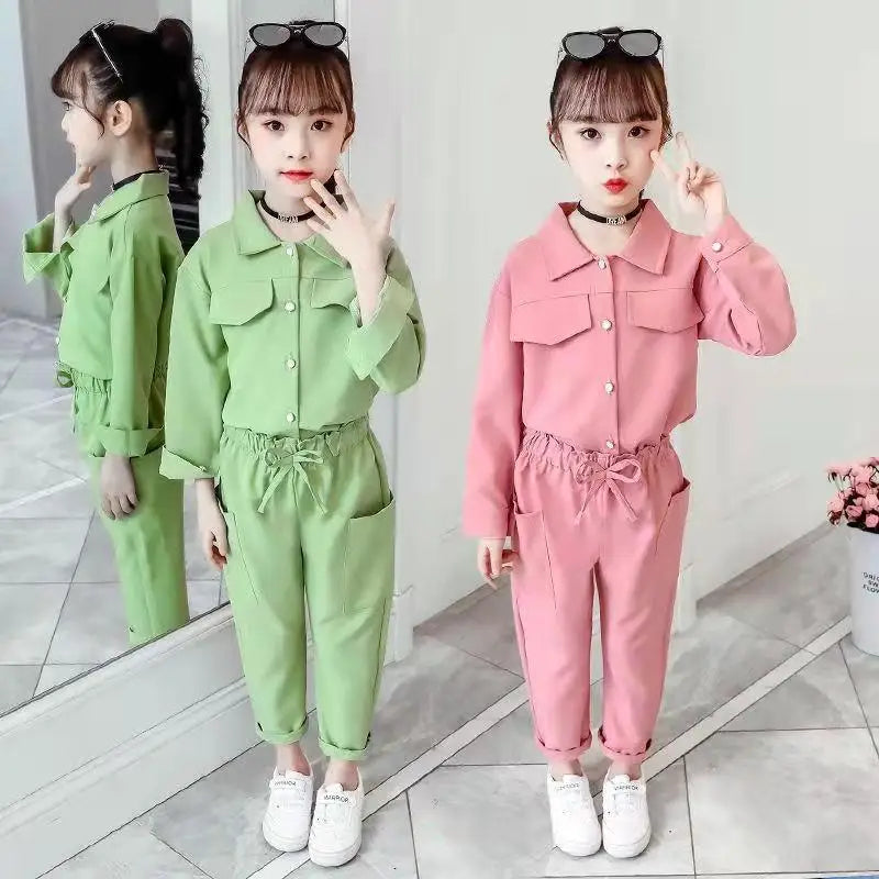 Girls Clothes Sets Autumn Spring Long Sleeve Tops + Pants 2PCS Tracksuit Children Clothing Set Kids