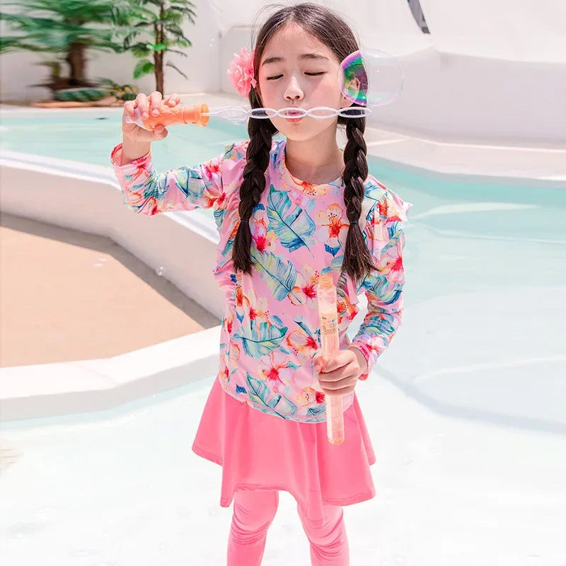 Girls swimwear Sun protection Quick drying Girls Long sleeved pants Swimwear Children swimwear