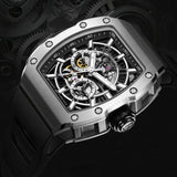 BRUBOSES-Men's Mechanical Watch with Sapphire Crystal, 316L Stainless Steel Case, Tonneau Watch, Casual Fashion
