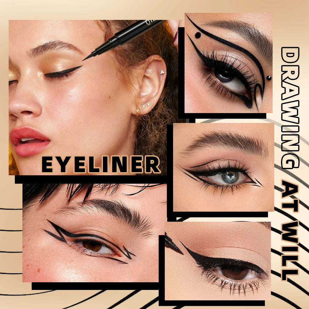 Waterproof Liquid Eyeliner Pen Smooth Black Eye Gel Eyeliner Quick-Drying Long Lasting Eye Liner Pencil Smudge-Proof Eyes Makeup