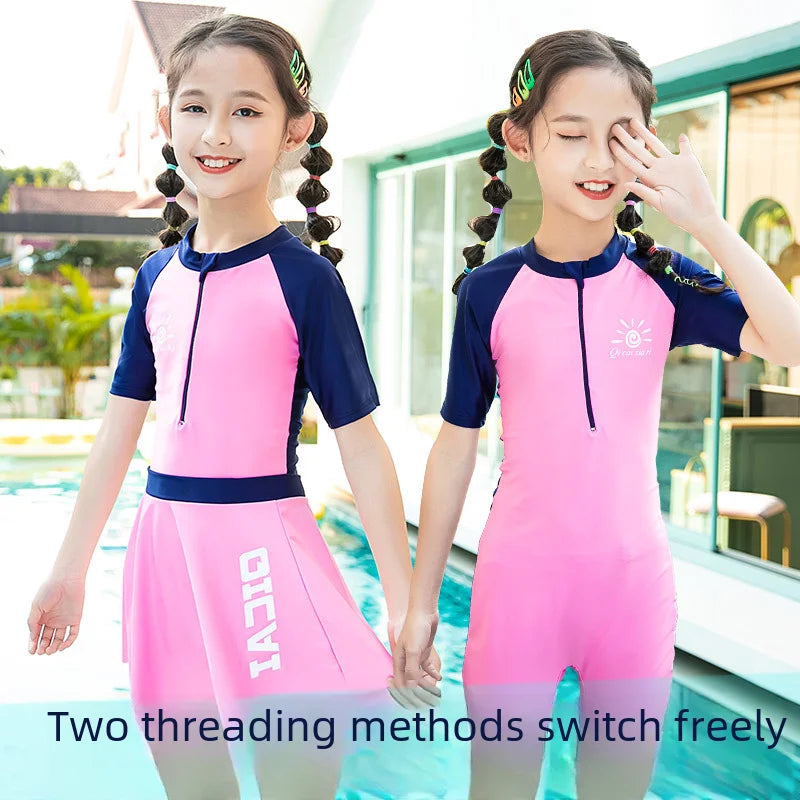 Professional Children's Swimwear For Girls Princess Style One-piece Sun Protection Dress