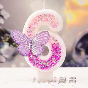 Children's Birthday Candles 0-9 Number Pink Purple Candle