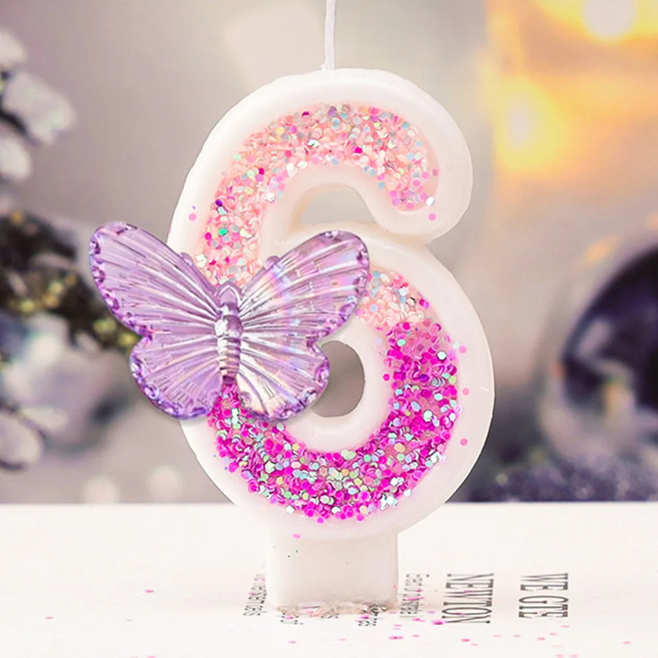 Children's Birthday Candles 0-9 Number Pink Purple Candle