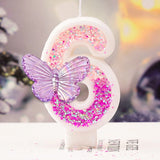 Children's Birthday Candles 0-9 Number Pink Purple Candle