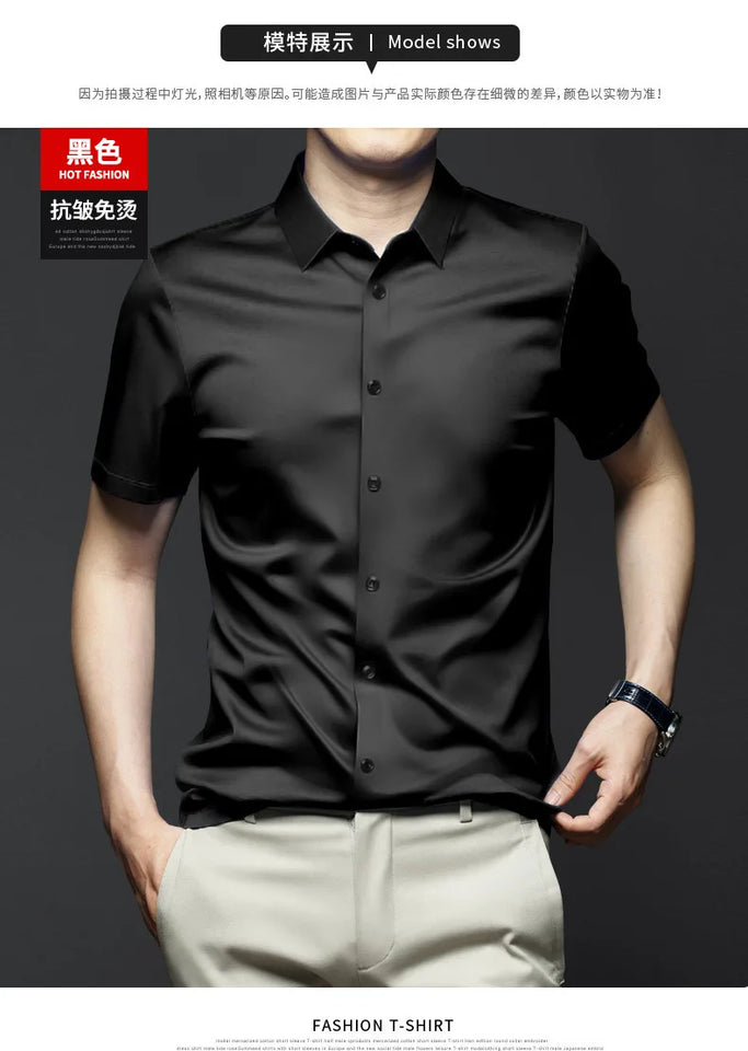 High end black men's shirt long sleeved Spring and Autumn 2024 new shirt jacket men's high-end feeling