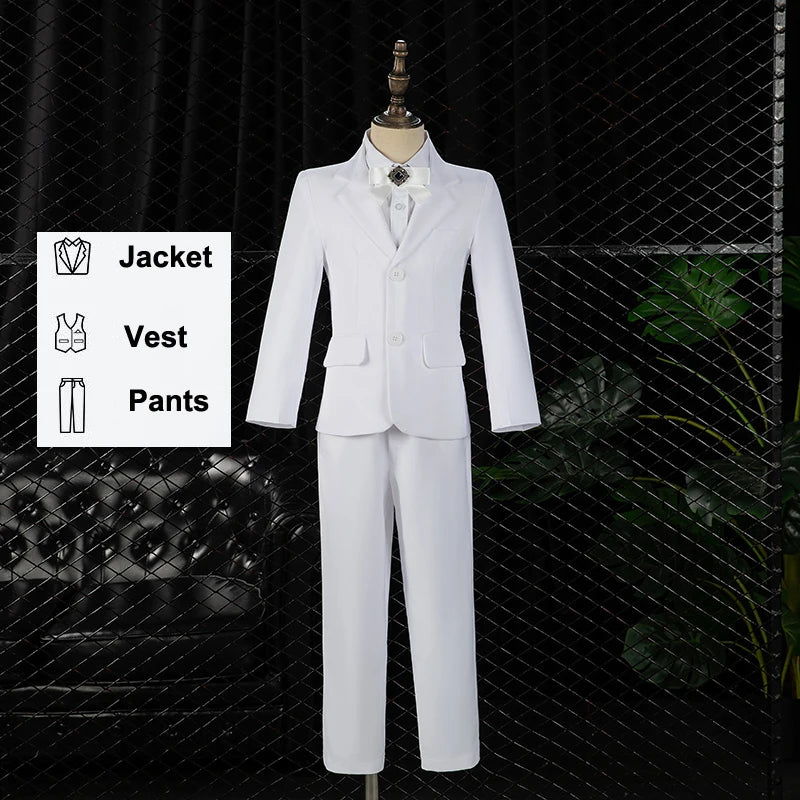 Children Formal Wedding Party Suit Set Boys Birthday Party Performance Chorus Costume Kids Blazer bowtie Pants Clothing Set