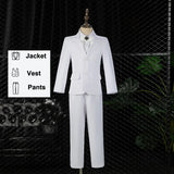 Children Formal Wedding Party Suit Set Boys Birthday Party Performance Chorus Costume Kids Blazer bowtie Pants Clothing Set
