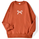 Casual Women's Sweatshirts Kawaii Bow Graphic Prints Pullover Comfortable Warm
