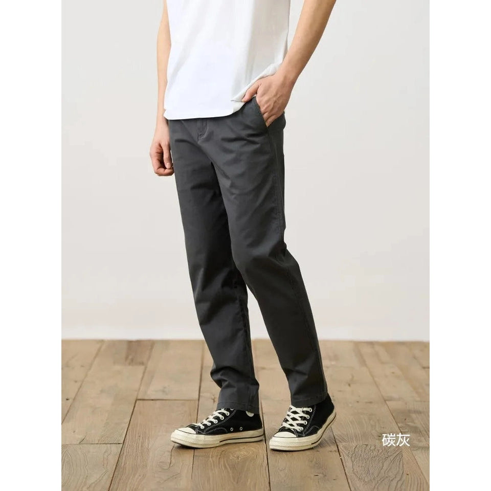 Autumn New Comfortable Tapered Chinos Pants Men 250gsm Fabric Classical Trousers
