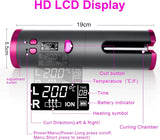 Automatic Wireless Hair Curler Cordless Rotating USB Rechargeable Curling Iron Display Temperature Adjustable Timing Hair Curler