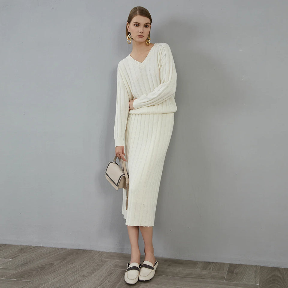 High Quality Luxury Women's Clothing 100% Cashmere V neck Pullover Knitted Hooded Sweater