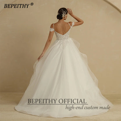 BEPEITHY Glitter A Line Ivory Wedding Dresses For Women