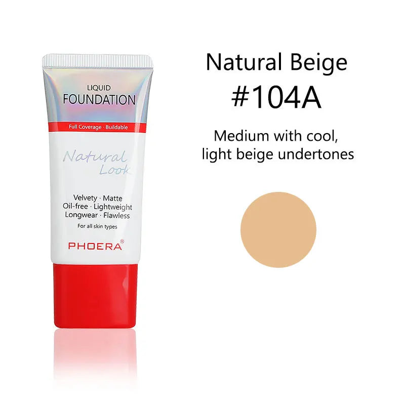 Liquid Foundation Mineral Touch Oil Control Matte Skin-Friendly Makeup Full Coverage 24Hour Long Lasting Cosmetic