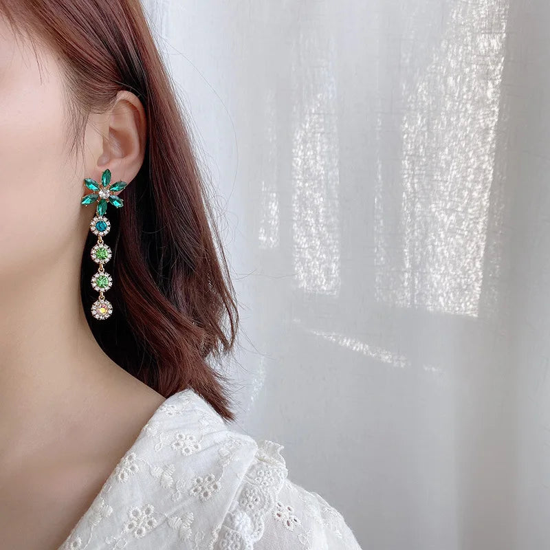 Hanging Earrings Retro Long Tassel Earrings feminine temperament  Coconut Rhinestone S925 Silver Needle 2023 NEW Fashion Jewelry