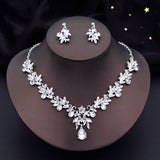 Water drop Butterfly Bridal Jewelry Sets for Women Earring Necklace Set Rhinestone Crystal Wedding Jewelry Sets 3 Pcs Gifts