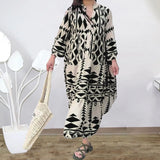Summer Shirt Dresses Women Long Sleeve Pleated Boho Print Long Dress Robe Ladies Fashion Vintage Beach Maxi Dresses Vestidos