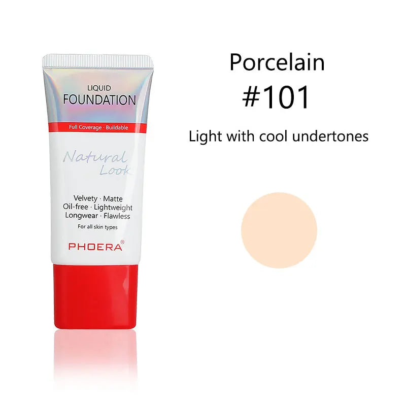 Liquid Foundation Mineral Touch Oil Control Matte Skin-Friendly Makeup Full Coverage 24Hour Long Lasting Cosmetic
