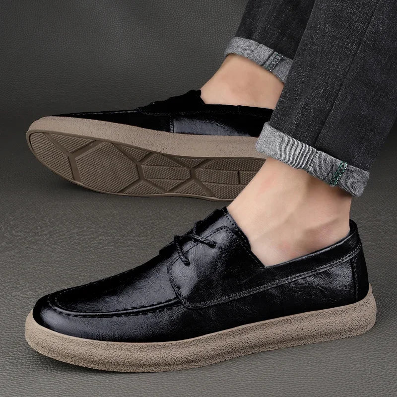 Luxury brand men's casual new business Oxford flat bottomed fashionable walking work loafers genuine leather men's formal shoes