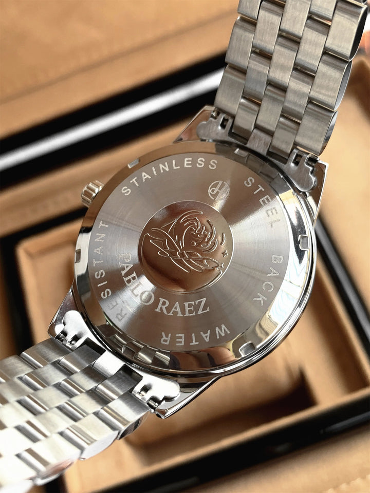 PABLO RAEZ Elegant Man Silver Wristwatch SUS304 Steel High Quality Luxury Men Watch Casual Waterproof Simple Dress Fashion Clock