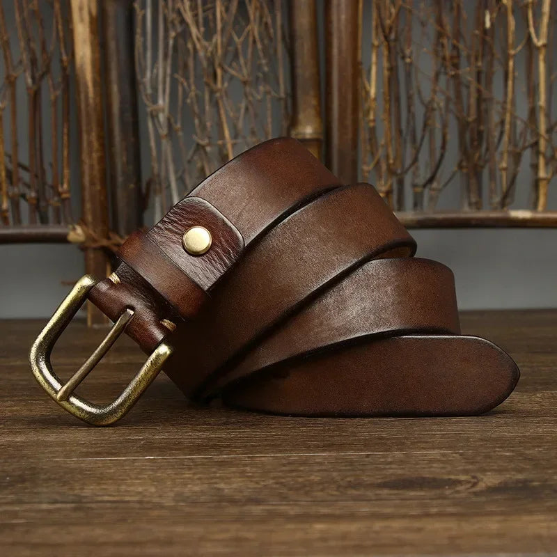 3.3CM Genuine Leather Belt Men Luxury Strap Male Fashion