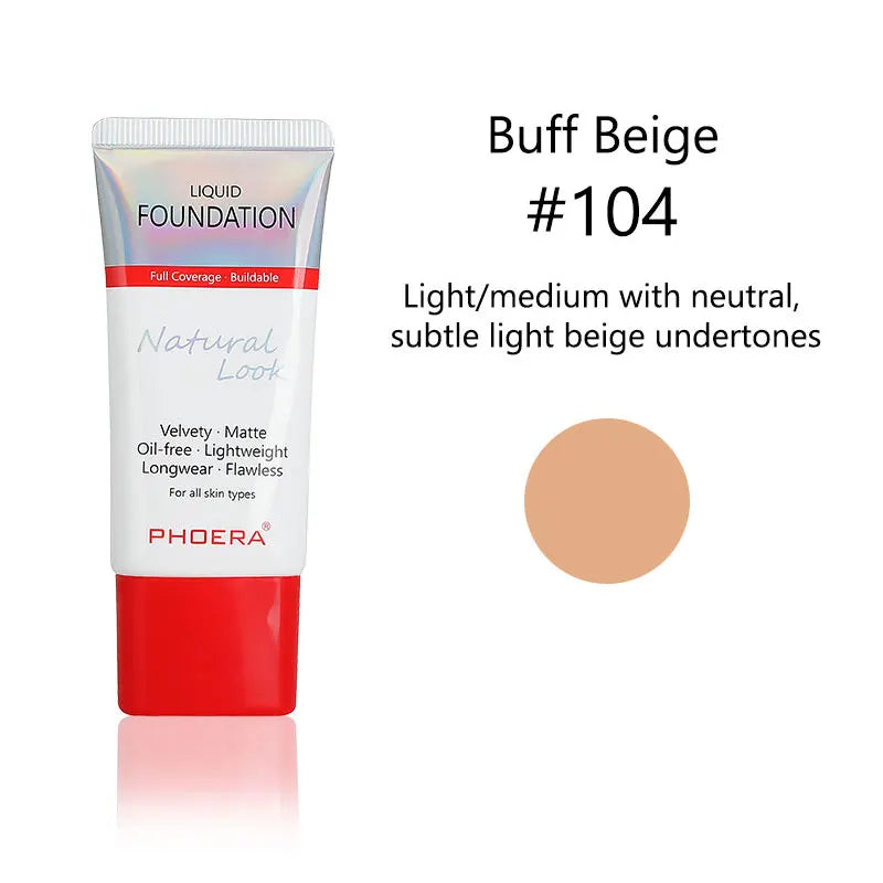 Liquid Foundation Mineral Touch Oil Control Matte Skin-Friendly Makeup Full Coverage 24Hour Long Lasting Cosmetic