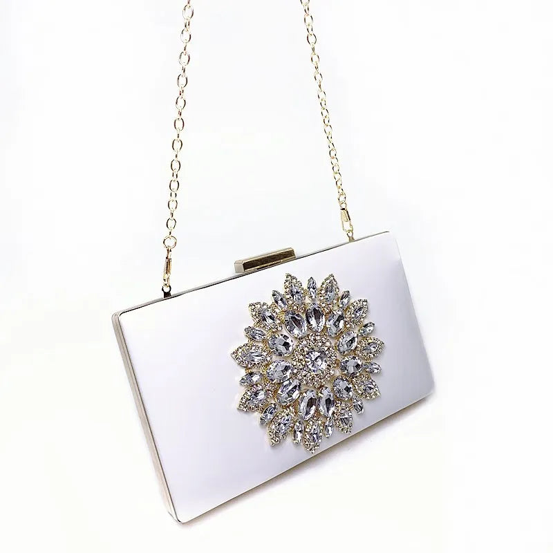 White Women Clutch Bag Wedding Clutch Purse Bridal Evening Crystal Summer Bags for Women