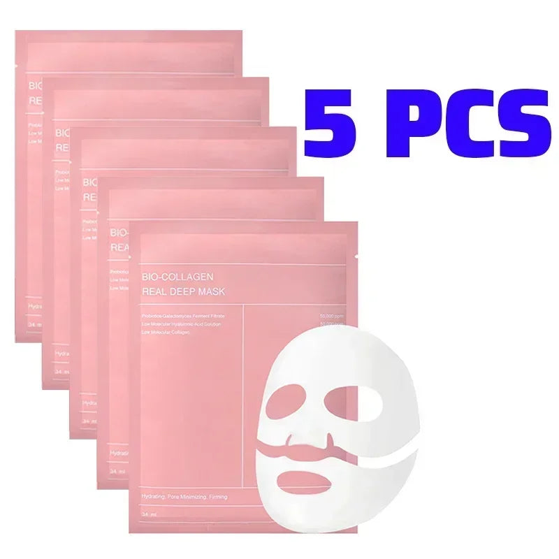 10Pcs Bio-Collagen Face Mask Firming Nourish Brightening Soft Gel Split Mask Shrink Pores Deep Hydrating Night Moisturized Masks
