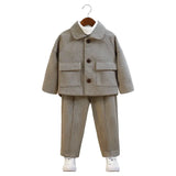 Children Autumn Outfits Gray Casual Blazers Jacket Trousers Two-piece 2 To 12 Years Kids School Uniform Spring Boys Wedding Suit