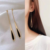 Drop Ear Line Long Hanging Earrings for Women Rose Gold Color Zircon Crystal Piercing Threader Earing Ear Accessories Jewelry