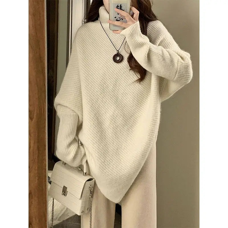 Pullover Off White Turtleneck Women's Sweater Gigh Neck Jerseys Knit Woman