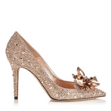 Red Crystal Covered Pointy Toe Pumps Luxury Rhinestone Cinderella Heels Wedding Shoes Bridal Stiletto Heel Women Shoes
